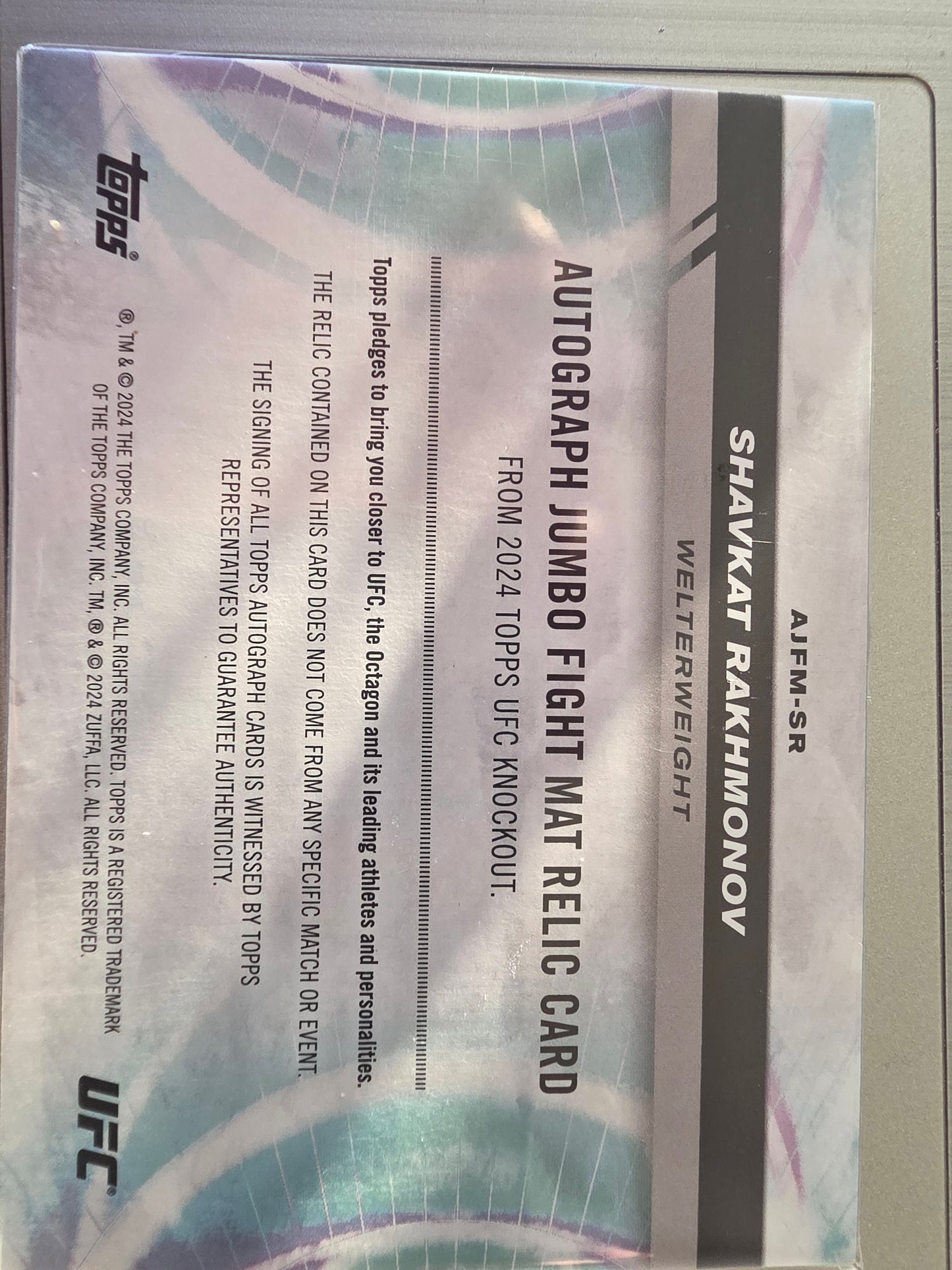 Shavkat Rakhmonov UFC Topps Knockout event used fight mat relic AUTOGRAPH 40/50