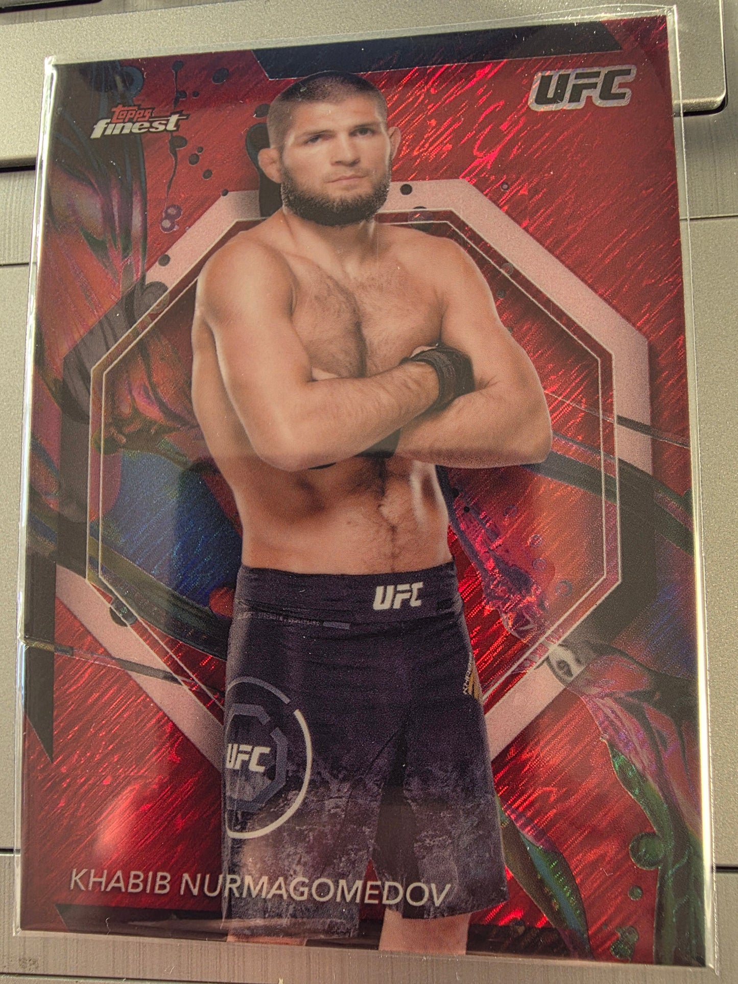 Khabib Nurmagomedov Topps Finest red sparkle