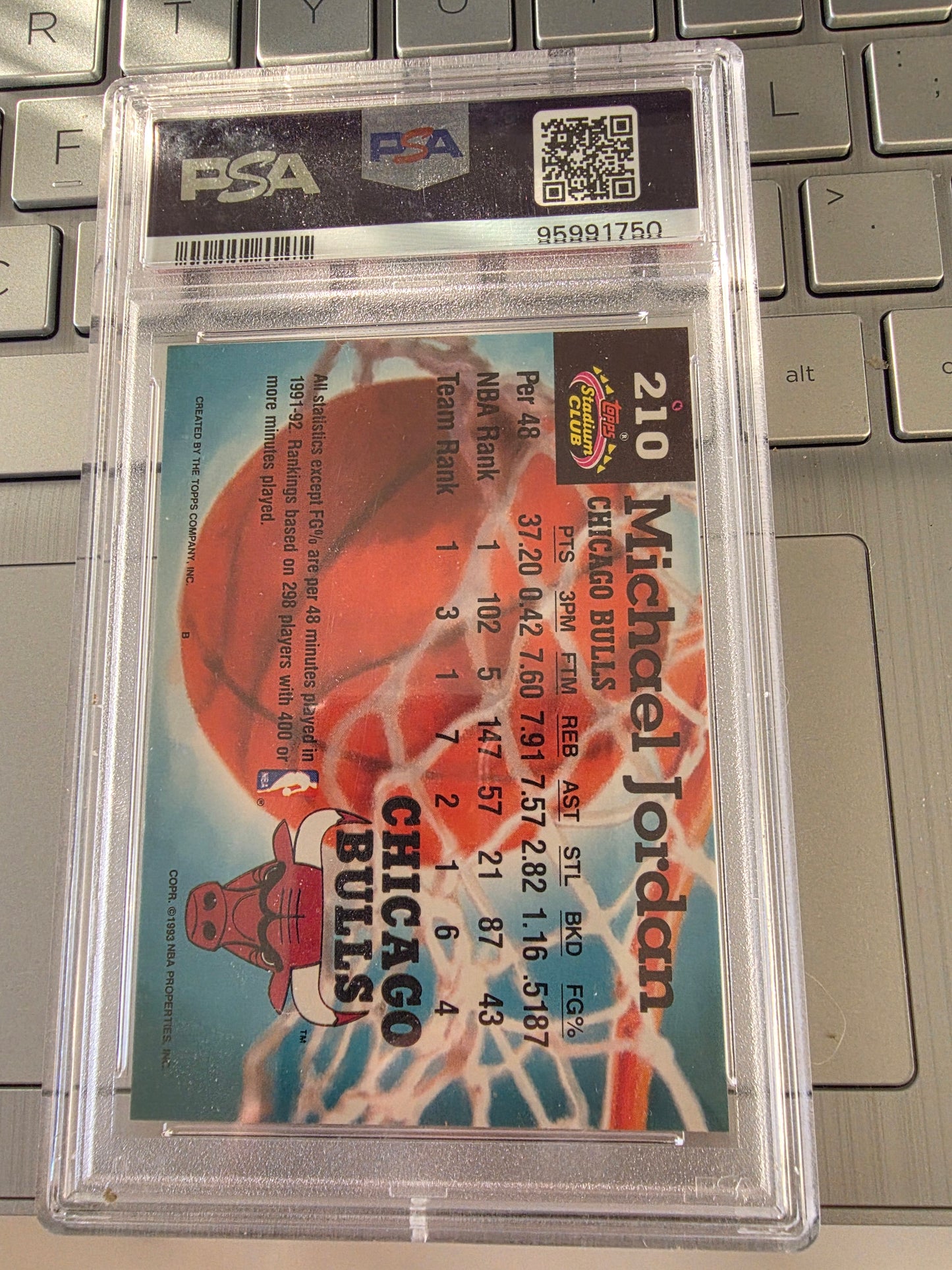 Michael Jordan 1992 Stadium Club PSA7