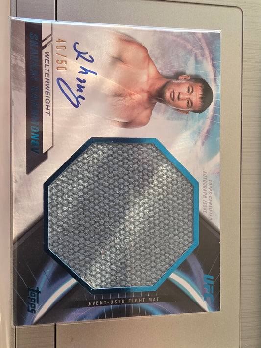 Shavkat Rakhmonov UFC Topps Knockout event used fight mat relic AUTOGRAPH 40/50
